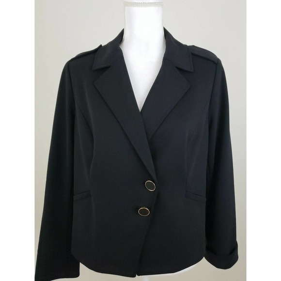Chico's ~Woman Sz 1(8/10)~Black Jacket Blazer Casual Fully Lined 2 Button-Front - Picture 6 of 11